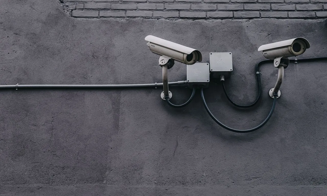 2 gray bullet security cameras