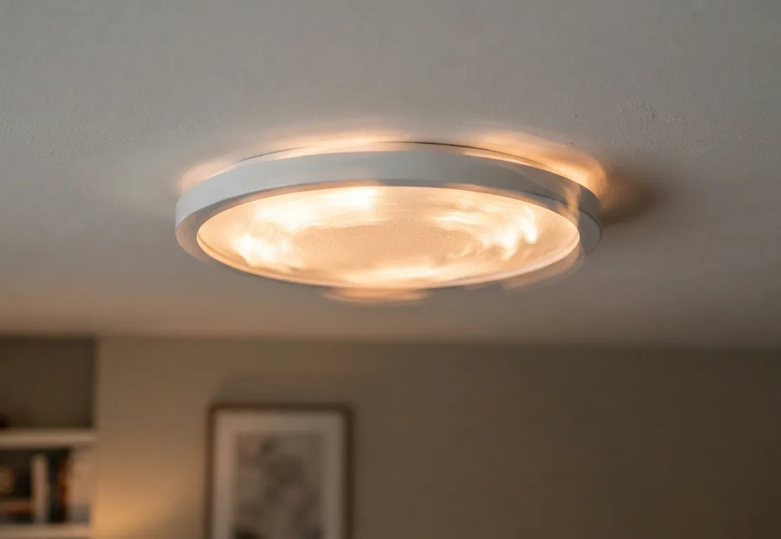 Close up photograph of a dimming ceiling light