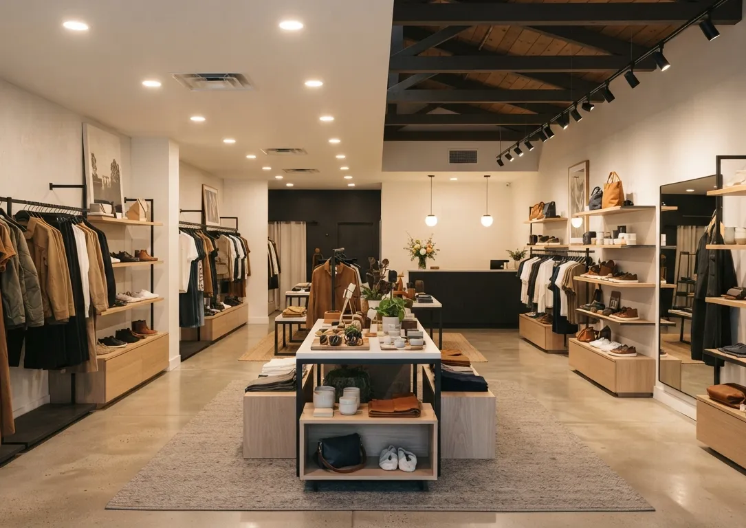 Inside of a well lighted retail store
