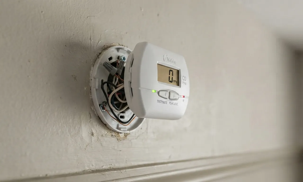 Carbon monoxide detector being installed on a wall