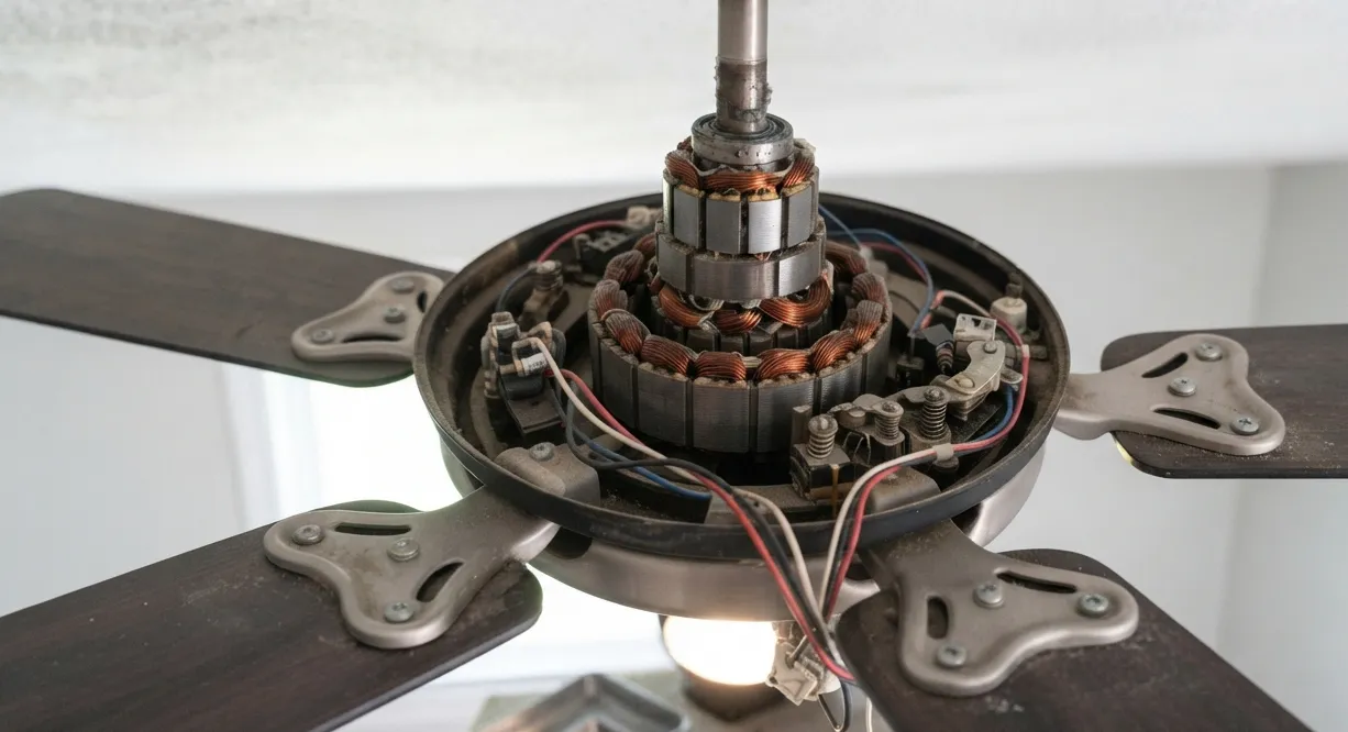 Cieling fan opened up for fixing