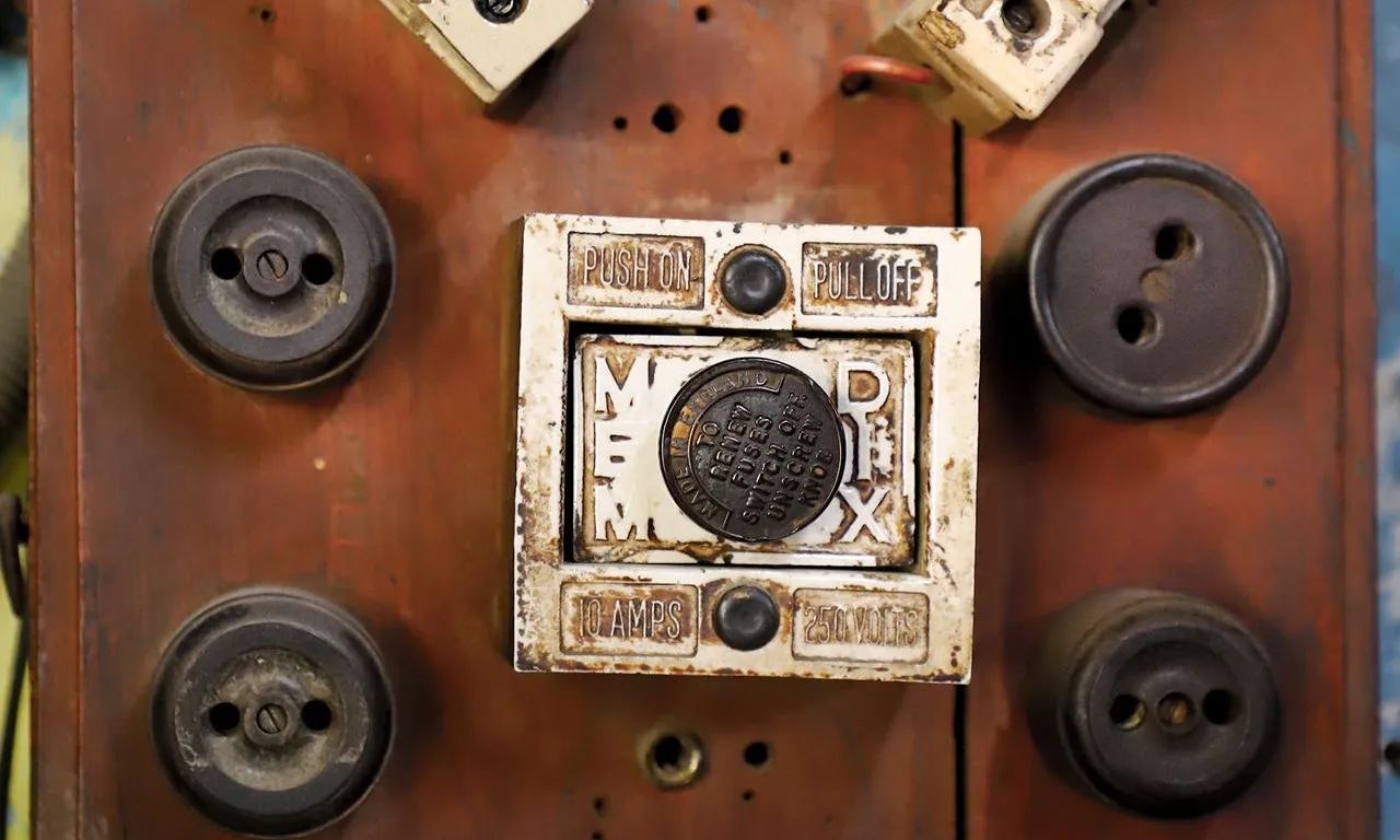 closeup of a fuse box needs replacing