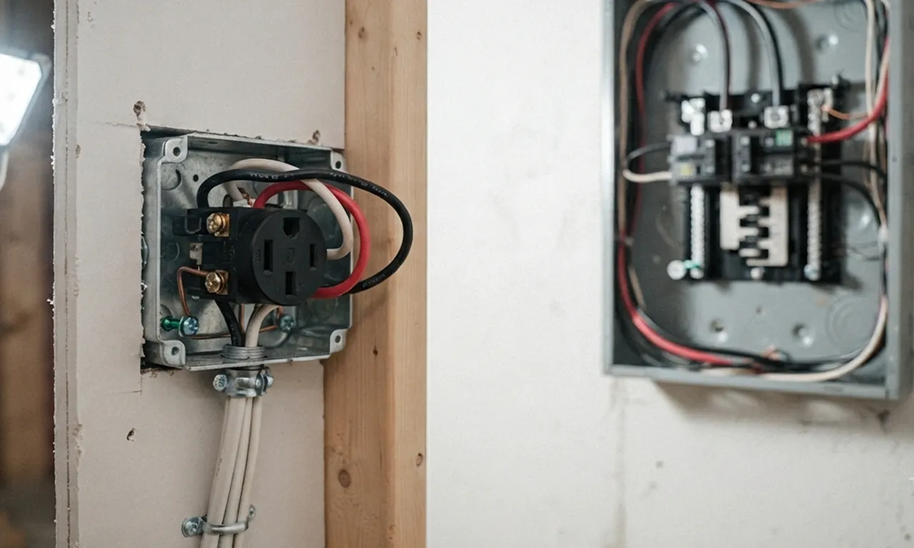 dedicated appliance outlet being installed for an electric range