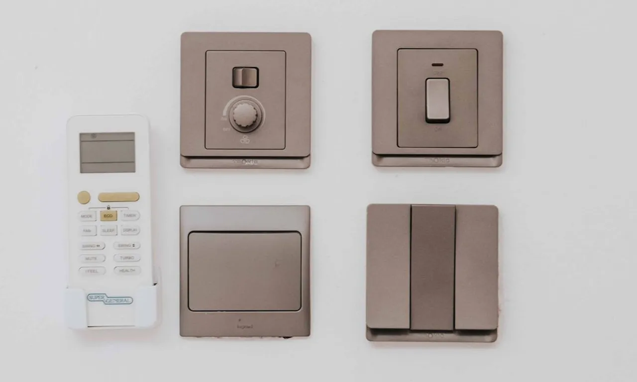 dimmer with switches installed on a wall