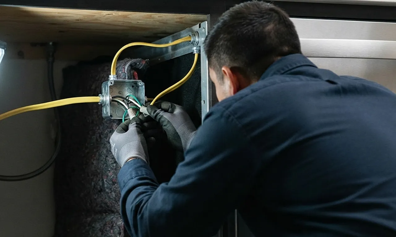 electrician-connecting-a-new-dishwasher-to-its-electrical-supply