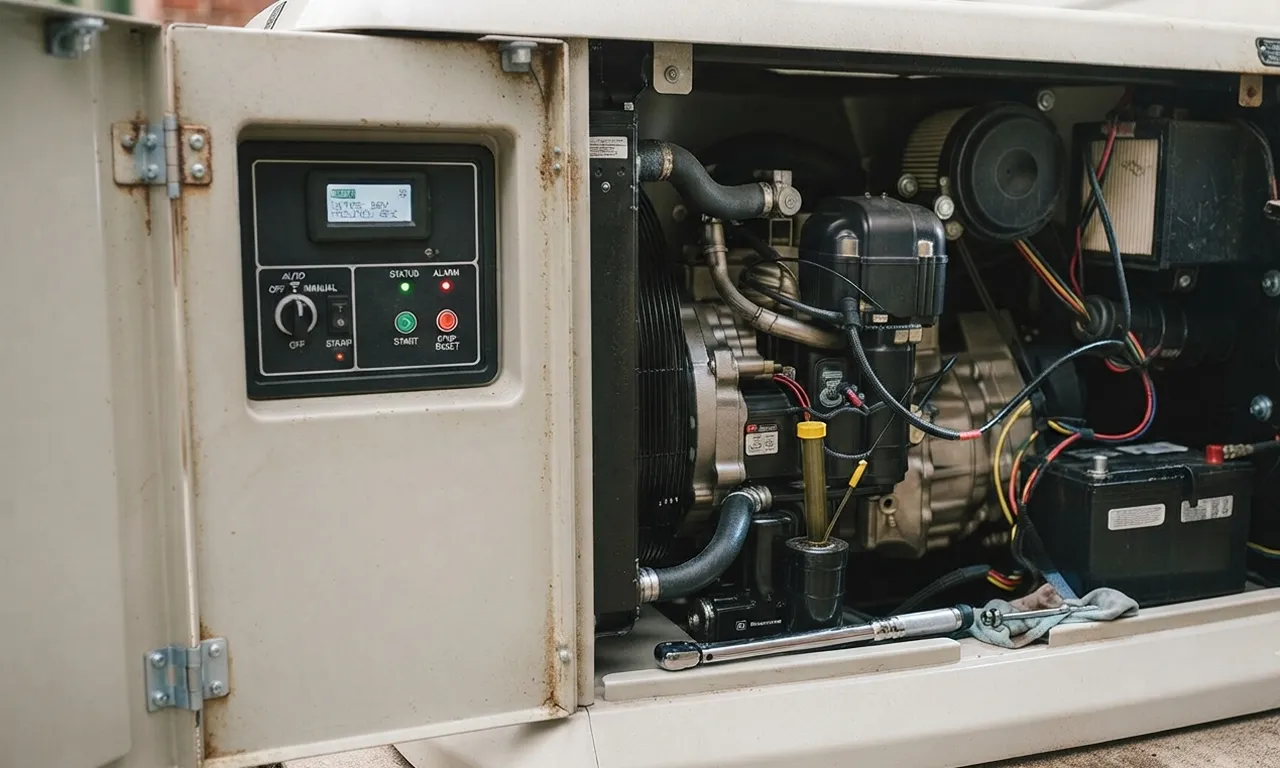 generator's control panel and engine components