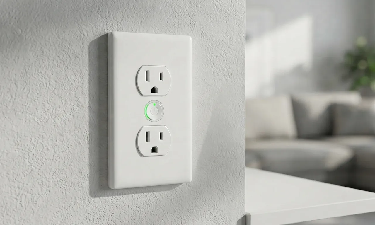 Smart outlet installed on a wall