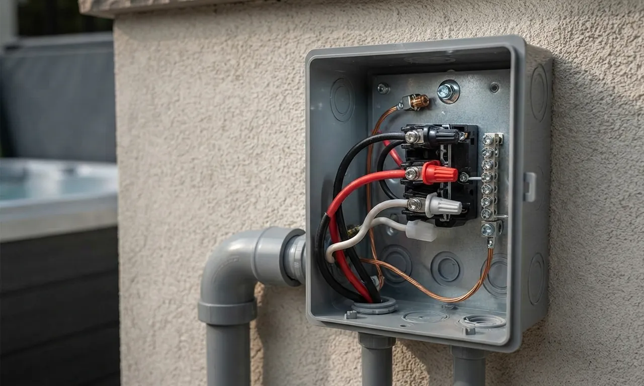 spa electrical connection showing the wiring and bonding connections