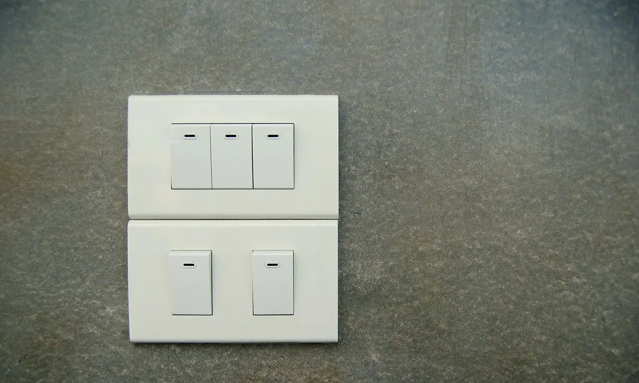Switch installed in a wall